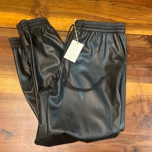 Womens “pleather” black pants, medium NWT